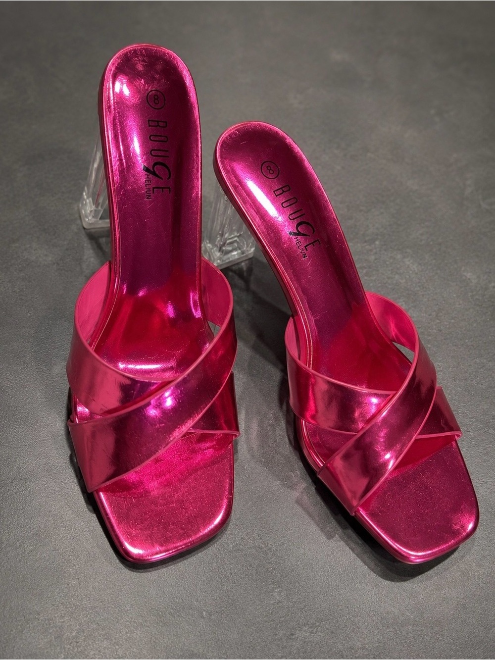 Rouge Helium Metallic Fuchsia Slide Heels